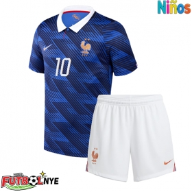 Camiseta Francia Kylian Mbappe #10 Primera Equipación para niños Mundial 2026 manga corta (+ pantalones cortos)